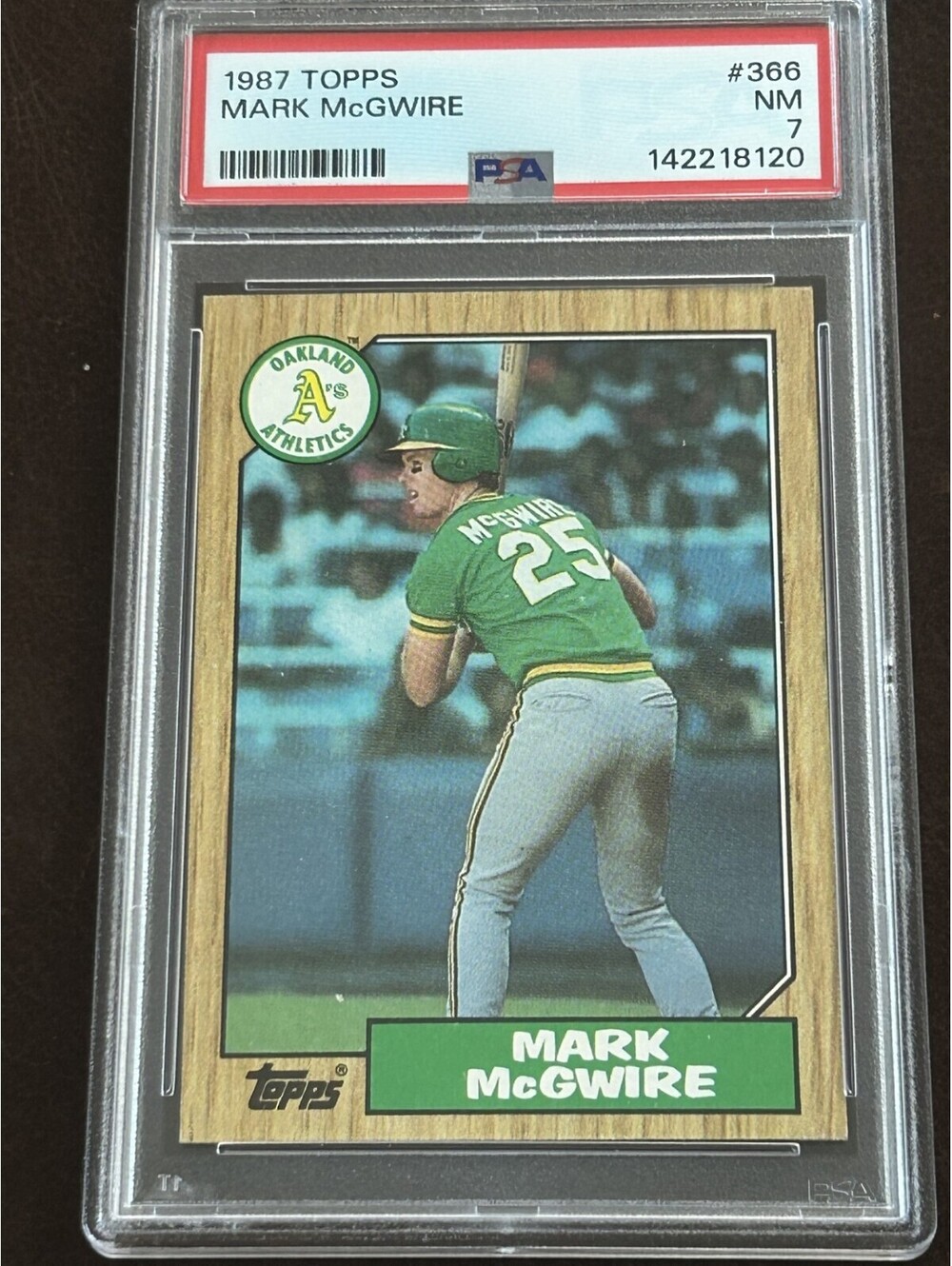MARK MCGWIRE VINTAGE ROOKIE 1987 TOPPS PSA GRADED 7 NM RC #366